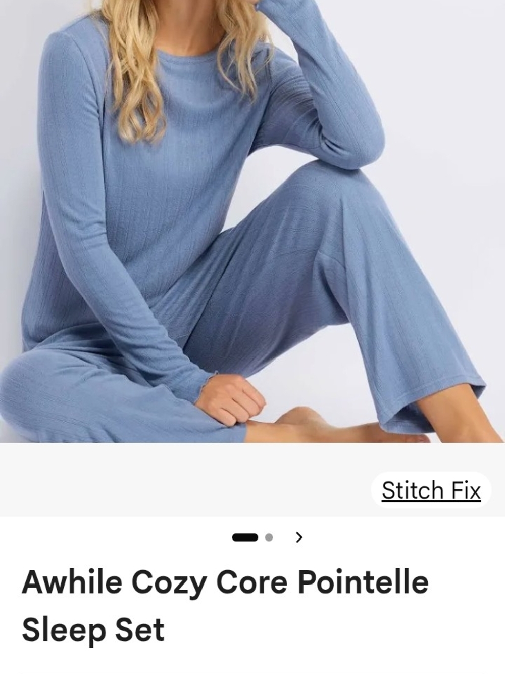 Awhile Cozy Core Pointelle Sleep Set‎ - Dusty Blue